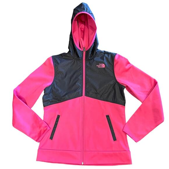 The North Face Other - The North Face Hot Pink & Black Leopard Print Girls XL 18 Full Zip Hooded Jacket